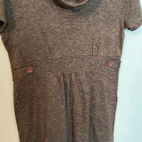 EUC M Delicious brown/tan sweater dress cowl neck short sleeve - Picture 3 of 4